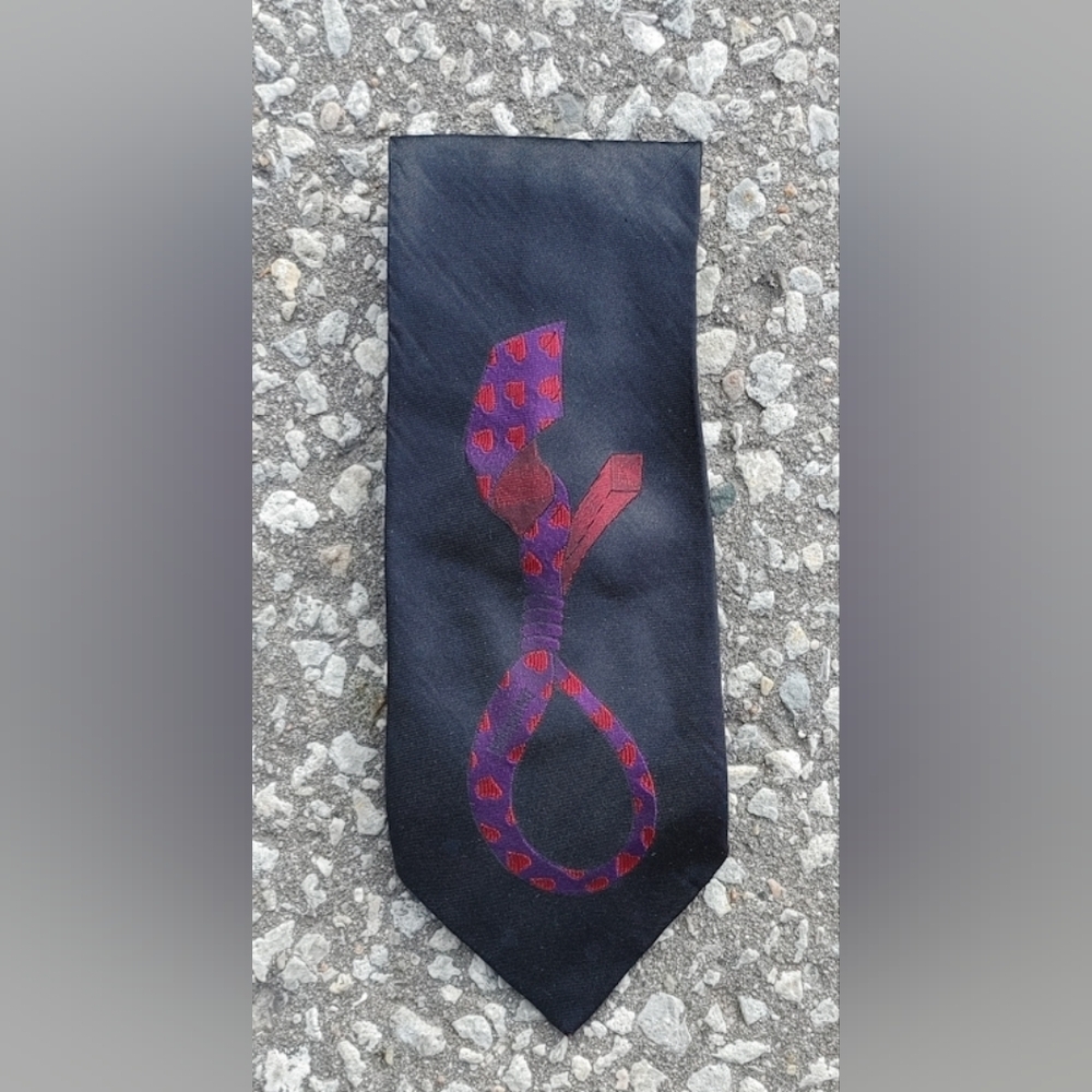 Vtg Moschino Noose Print Silk Tie Italy Cravatte McQueen Aesthetic Rare